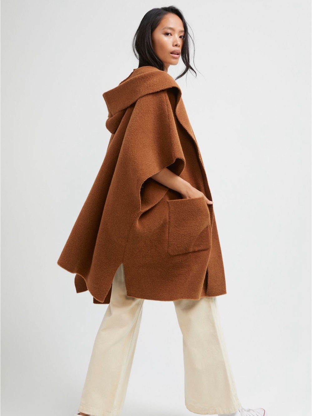 EUC Free People All I Need Cozy Hooded Duster Poncho